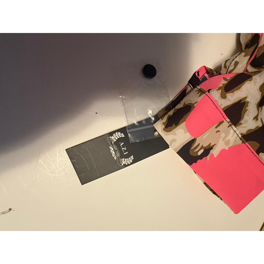 NWT A.Z.I Leopard Print Blouse  | Hot Pink Heart Tie Front Y2K Style S - Picture 8 of 10